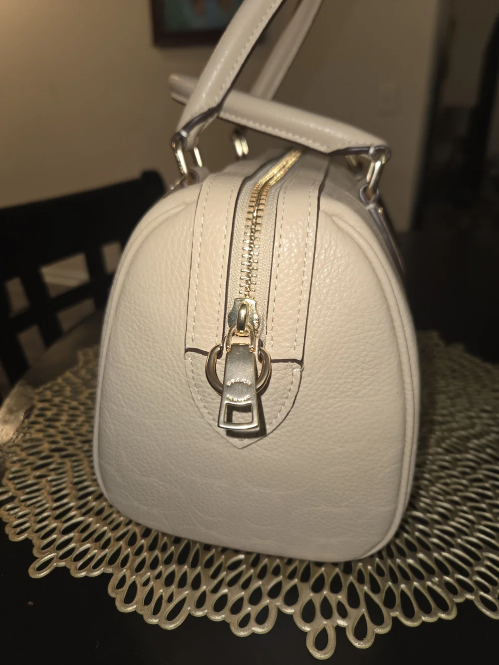 COACH Leather Satchel in Light Ivory